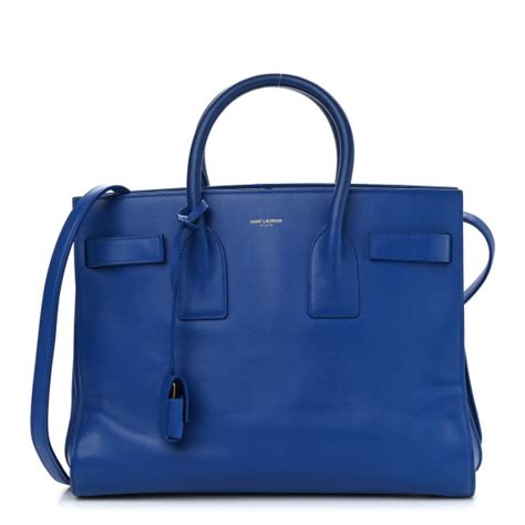 SAINT LAURENT Calfskin Small Sac De Jour Blue Majorelle 